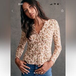 Sezane Lenie T-shirt Miranda Beige Print - Size S
